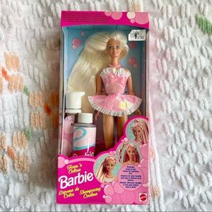 Barbie vintage 1995 Foam N Colour pink dress English French Spanish